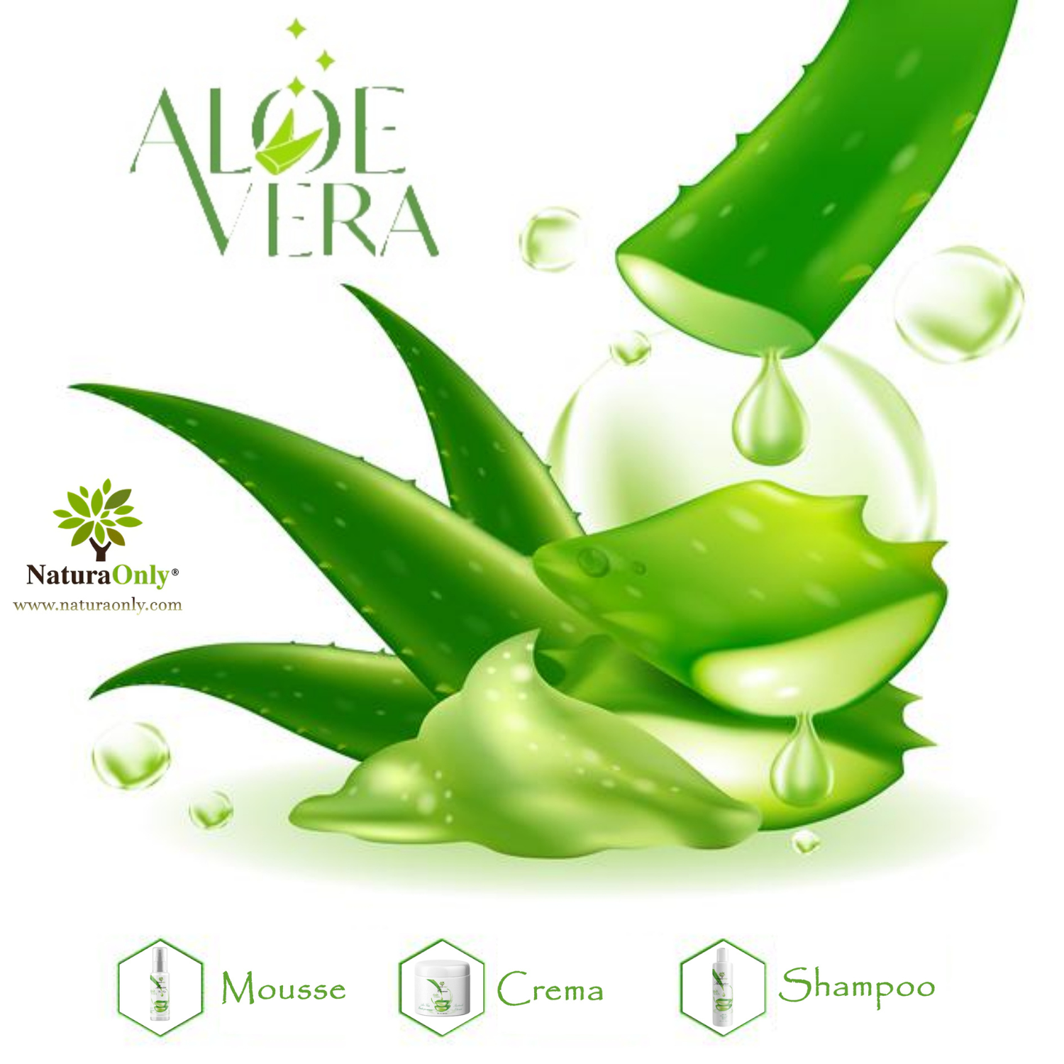 Set shampoo, mousse e crema Aloe Vera - Natura Only